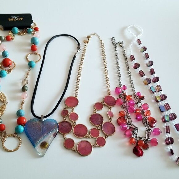 Mixit Pink Necklaces Lot of 5 Heart Beads - Picture 7 of 7